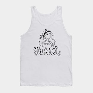 Sad girl in a flower field Tank Top